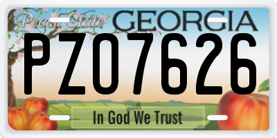 GA license plate PZO7626