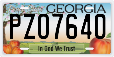 GA license plate PZO7640