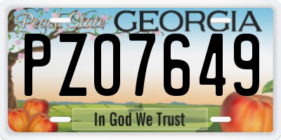 GA license plate PZO7649