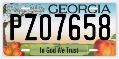 GA license plate PZO7658