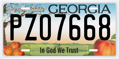 GA license plate PZO7668