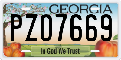 GA license plate PZO7669