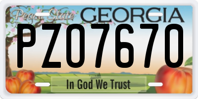 GA license plate PZO7670