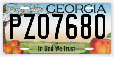 GA license plate PZO7680