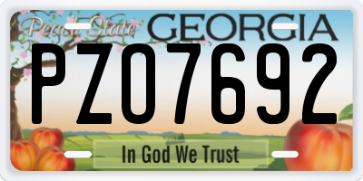 GA license plate PZO7692