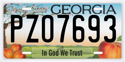 GA license plate PZO7693