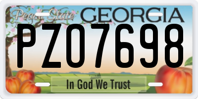 GA license plate PZO7698