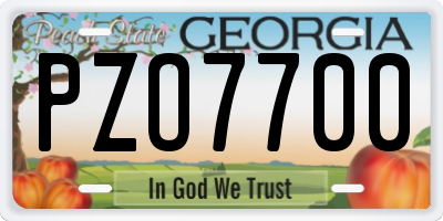 GA license plate PZO7700
