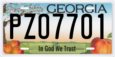 GA license plate PZO7701