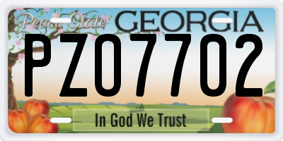 GA license plate PZO7702