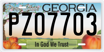 GA license plate PZO7703