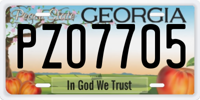 GA license plate PZO7705