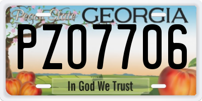 GA license plate PZO7706