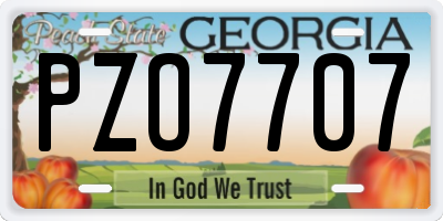 GA license plate PZO7707