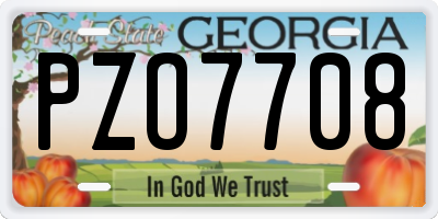 GA license plate PZO7708