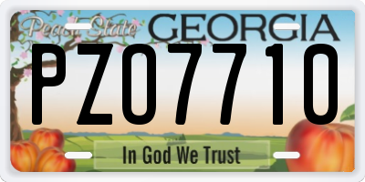 GA license plate PZO7710