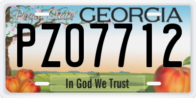 GA license plate PZO7712