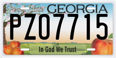 GA license plate PZO7715