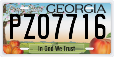 GA license plate PZO7716