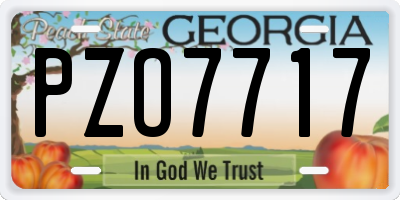 GA license plate PZO7717