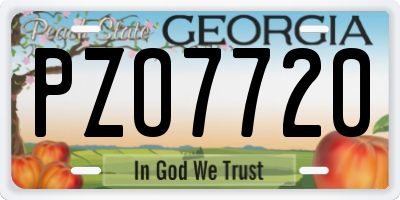 GA license plate PZO7720