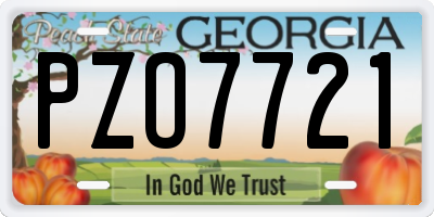 GA license plate PZO7721