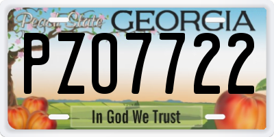 GA license plate PZO7722