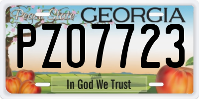 GA license plate PZO7723