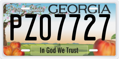 GA license plate PZO7727