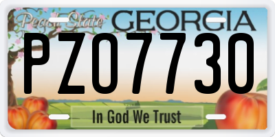 GA license plate PZO7730