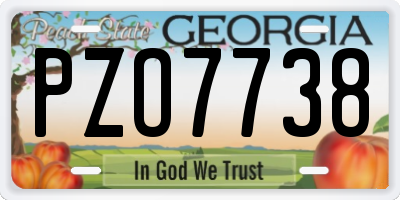 GA license plate PZO7738