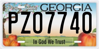 GA license plate PZO7740