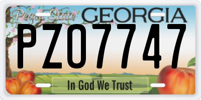 GA license plate PZO7747