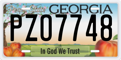 GA license plate PZO7748