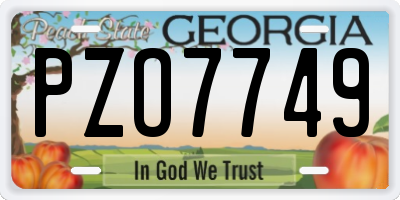 GA license plate PZO7749