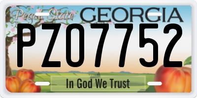 GA license plate PZO7752