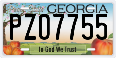 GA license plate PZO7755