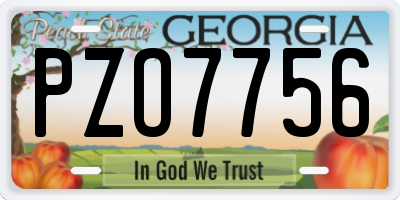 GA license plate PZO7756