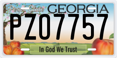 GA license plate PZO7757