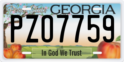 GA license plate PZO7759