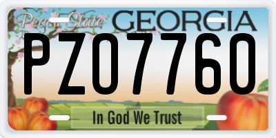 GA license plate PZO7760