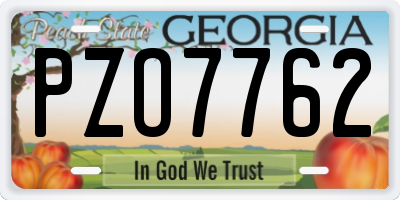 GA license plate PZO7762