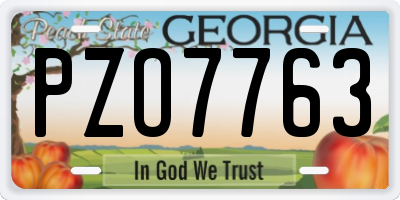 GA license plate PZO7763