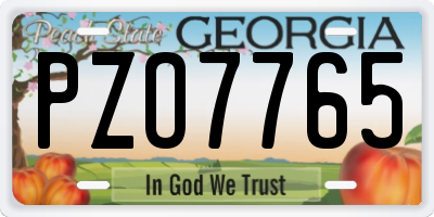 GA license plate PZO7765