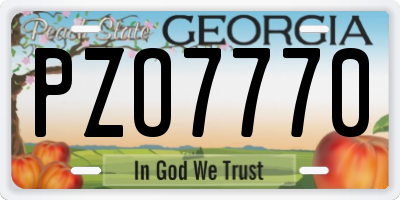 GA license plate PZO7770