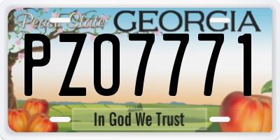 GA license plate PZO7771