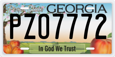 GA license plate PZO7772