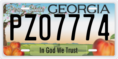 GA license plate PZO7774