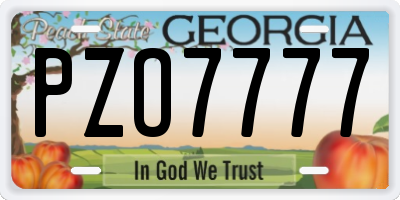 GA license plate PZO7777