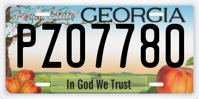 GA license plate PZO7780